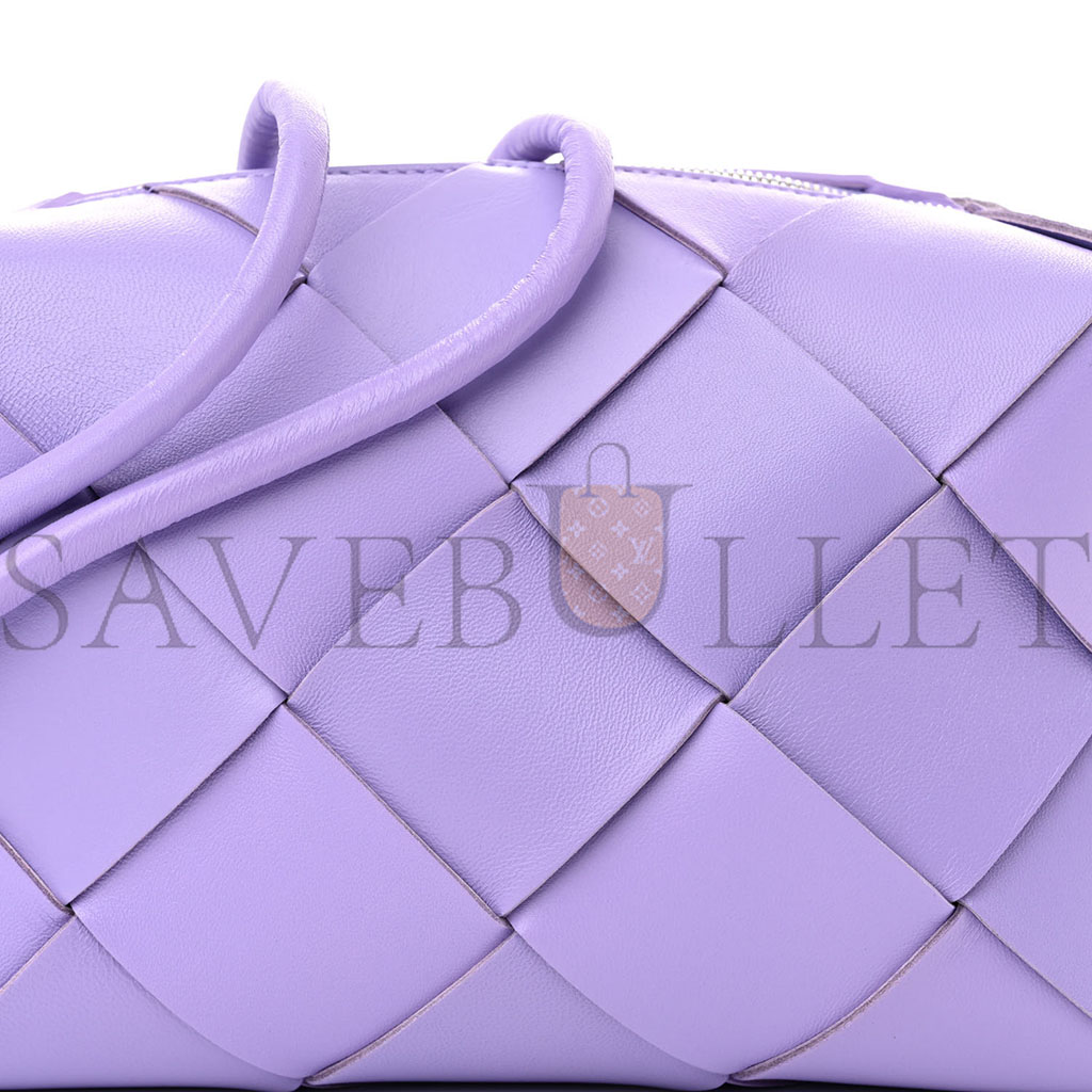 BOTTEGA VENETA LAMBSKIN MAXI INTRECCIATO SMALL CASSETTE CAMERA BAG WISTERIA (22*17*7cm)