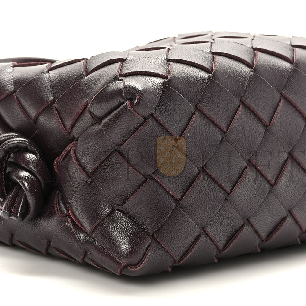 BOTTEGA VENETA NAPPA INTRECCIATO MINI LOOP CAMERA BAG GRAPE 1417427 (18*11*8cm)