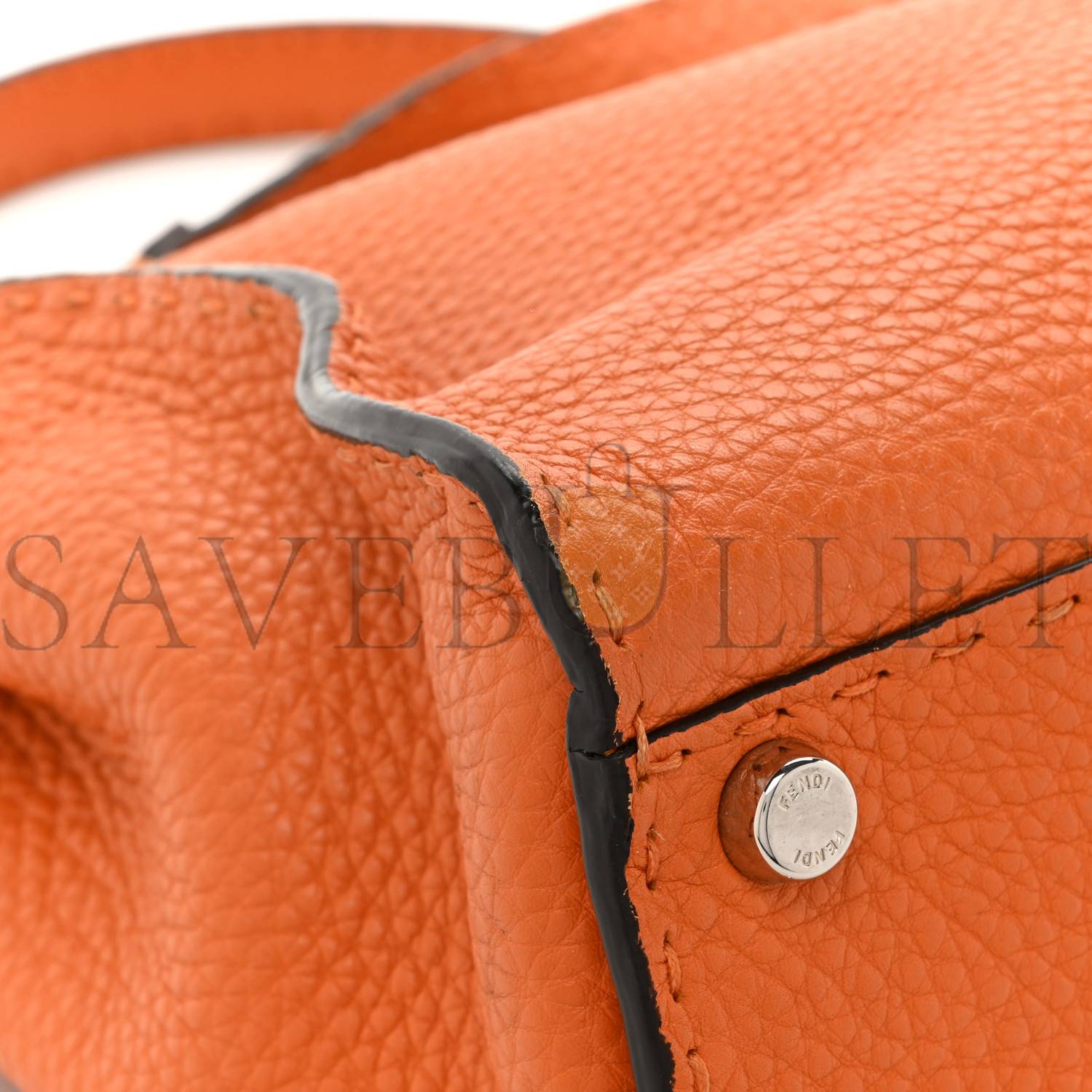 FENDI CUOIO ROMANO SELLERIA BI-COLOR MEDIUM PEEKABOO ICONIC SATCHEL ORANGE STONE (34*26*13cm)