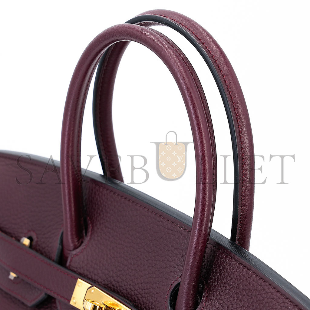 HERMÈS BIRKIN 30 TOGO LEATHER BURGUNDY GOLD BUCKLE BAG 8575895581 (30*22*15cm)