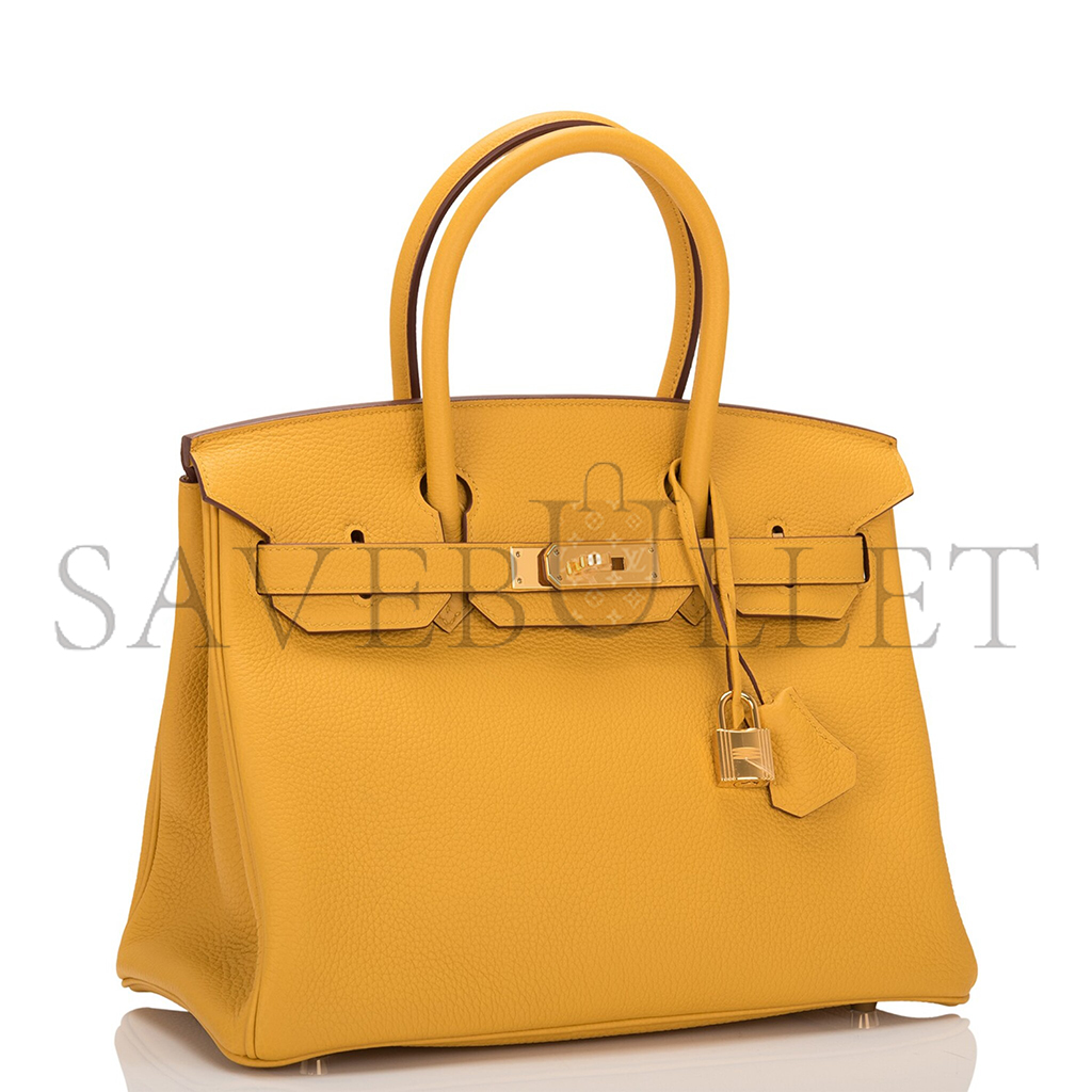 HERMÈS JAUNE AMBRE TOGO BIRKIN 30 GOLD HARDWARE 265380 (30*22*16cm)