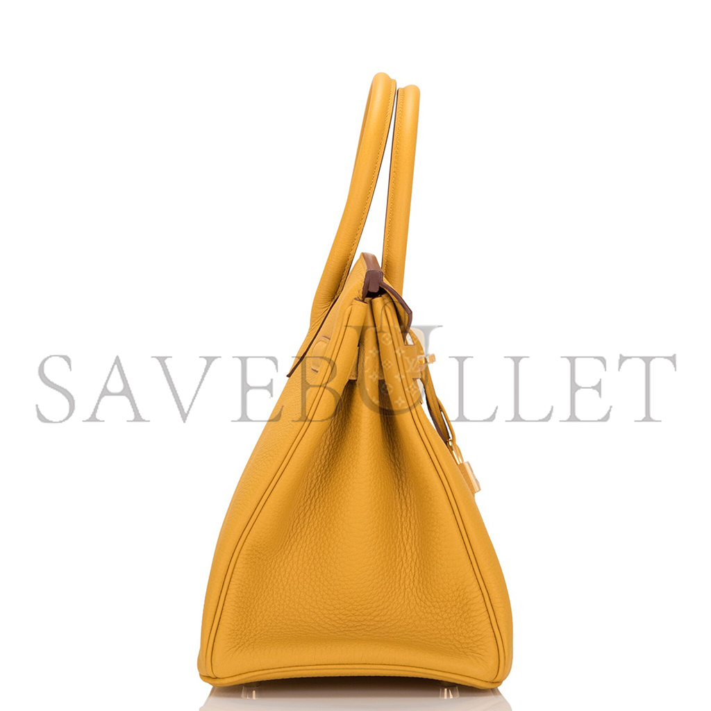 HERMÈS JAUNE AMBRE TOGO BIRKIN 30 GOLD HARDWARE 265380 (30*22*16cm)