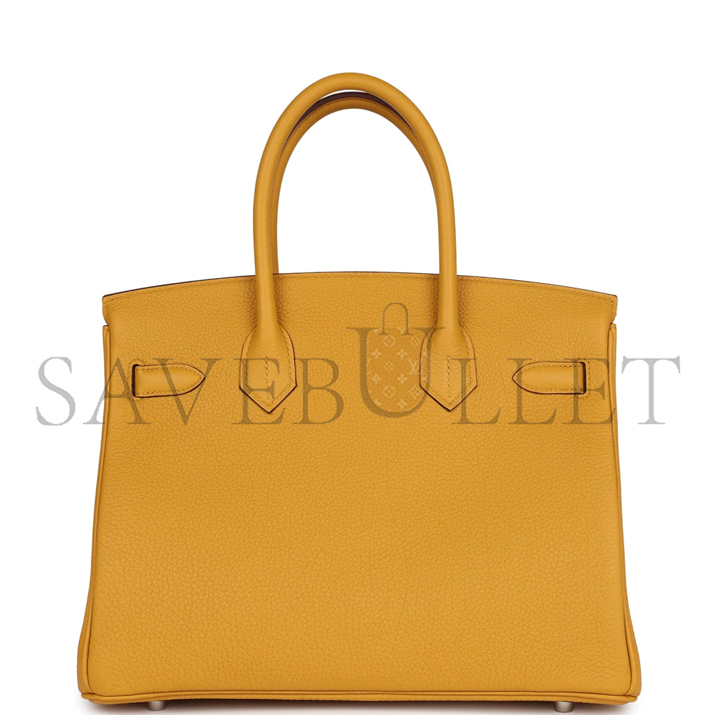 HERMÈS BIRKIN 30 JAUNE AMBRE TOGO PALLADIUM HARDWARE 265381 (30*22*16cm)