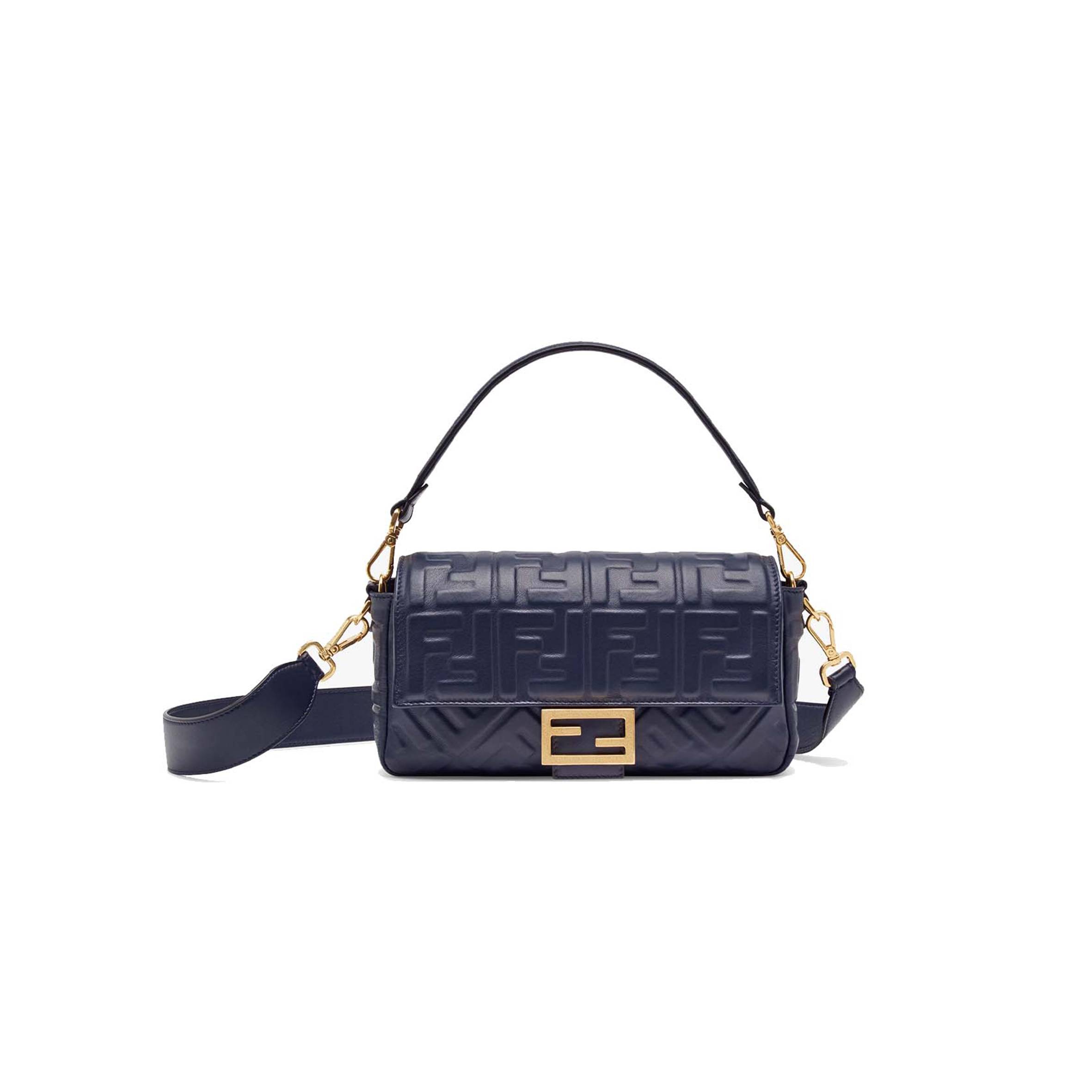 FENDI BAGUETTE - BLUE NAPPA LEATHER BAG 8BR600A72VF19PO (27*15*6cm)