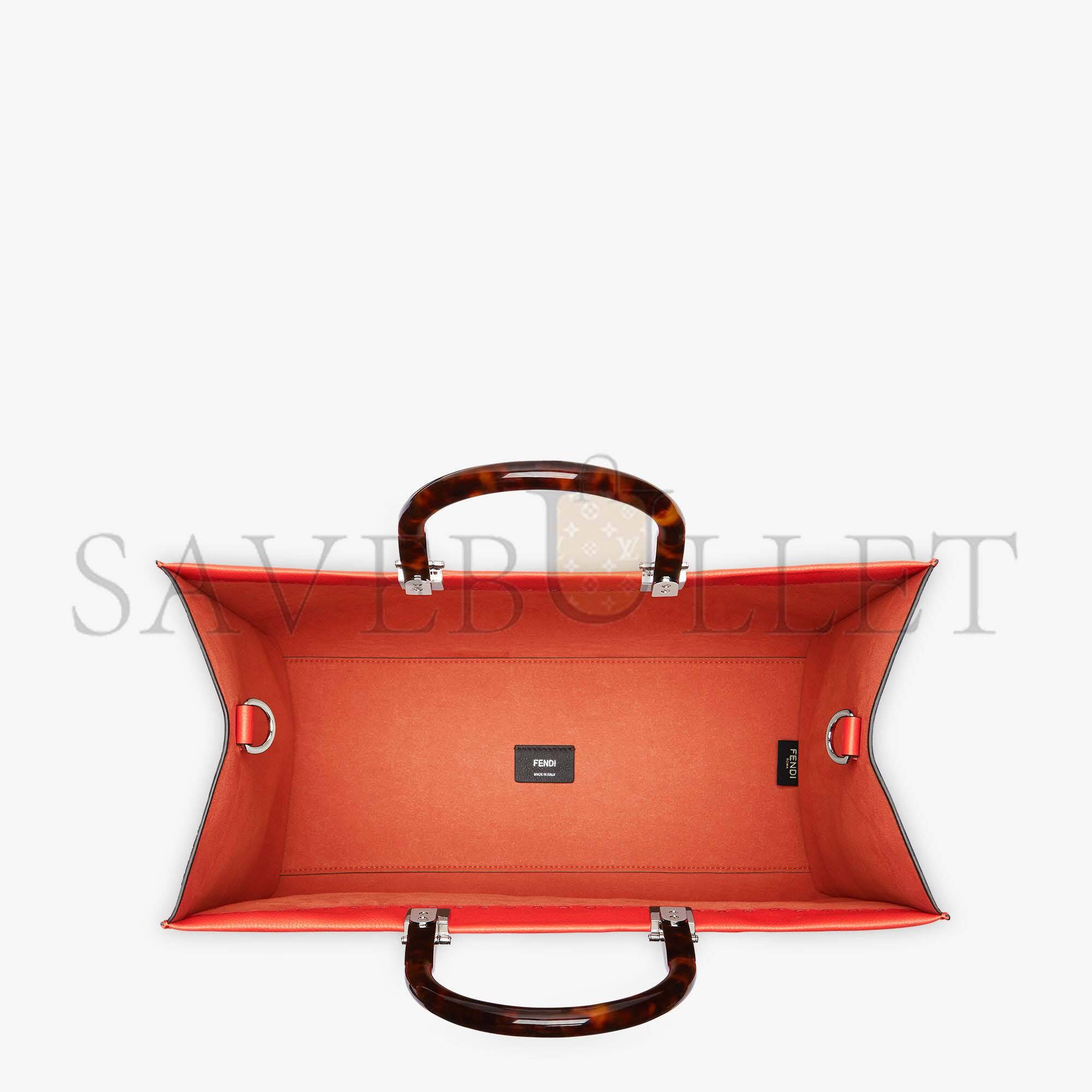 FENDI SUNSHINE MEDIUM - RED FULL GRAIN LEATHER SHOPPER 8BH386ALFYF0H46 (35*31*17cm)