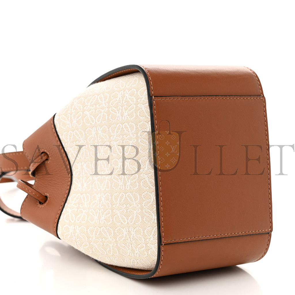 LOEWE CALFSKIN CANVAS MINI HAMMOCK SHOULDER BAG NATURAL TAN (19*17*10cm)