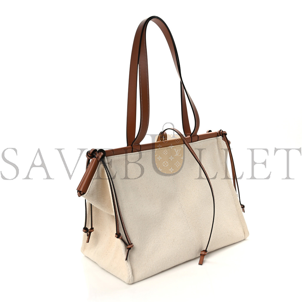 LOEWE CANVAS CALFSKIN SMALL CUSHION TOTE BEIGE (32*23*15cm)