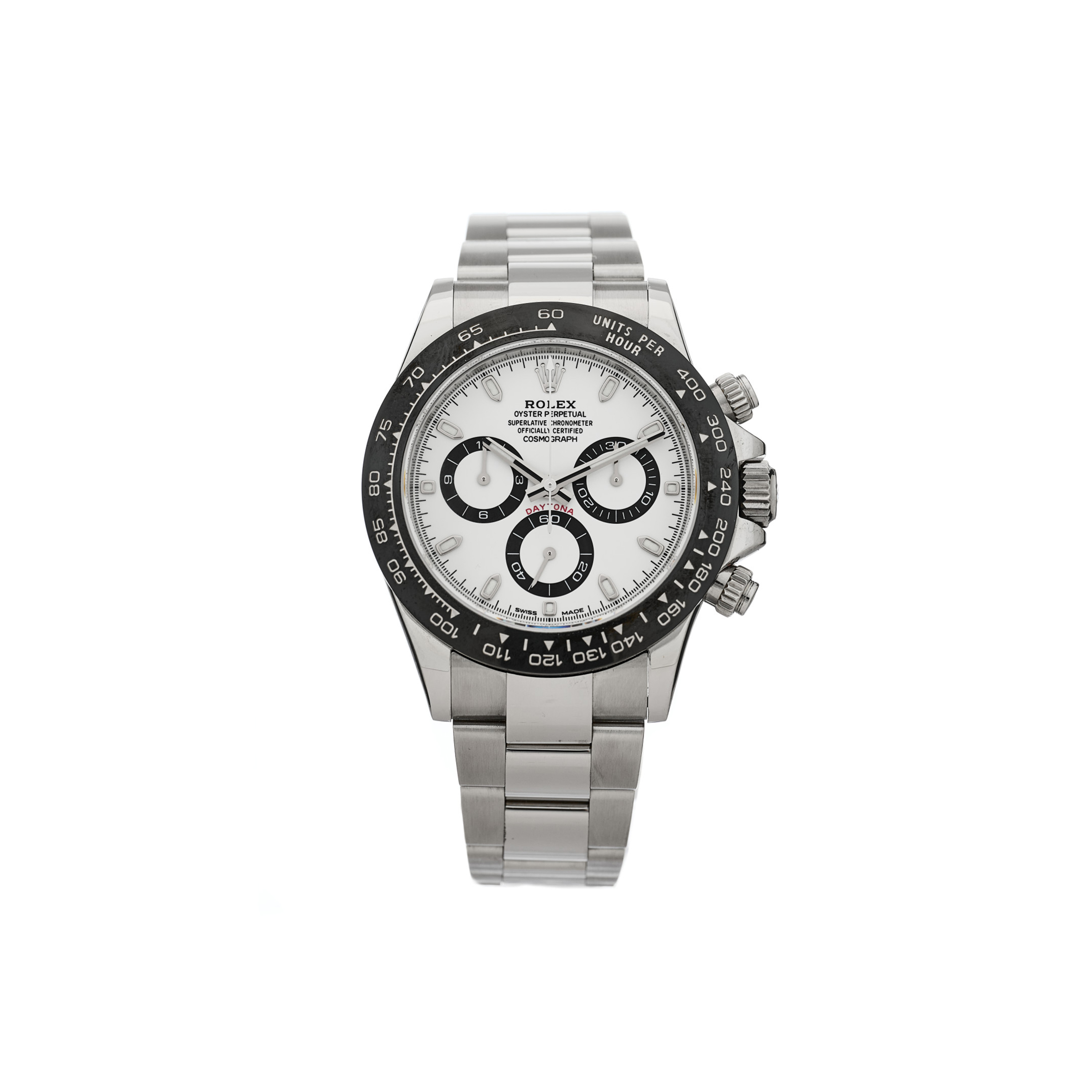 ROLEX STAINLESS STEEL 40MM OYSTER PERPETUAL COSMOGRAPH DAYTONA &QUOT;PANDA&QUOT; WATCH WHITE 116500LN