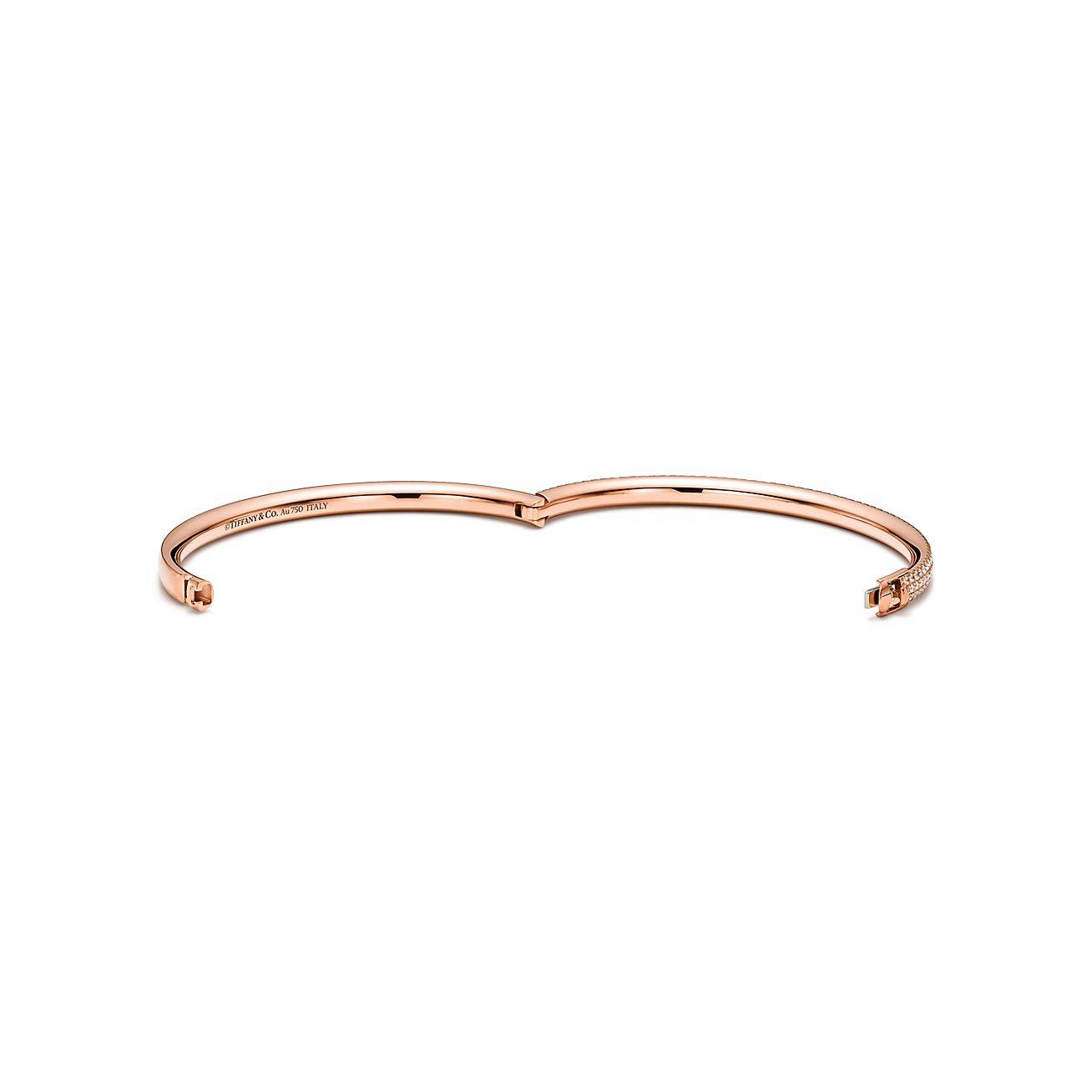 TIFFANY METRO THREE-ROW HINGED BANGLE IN ROSE GOLD WITH DIAMONDS