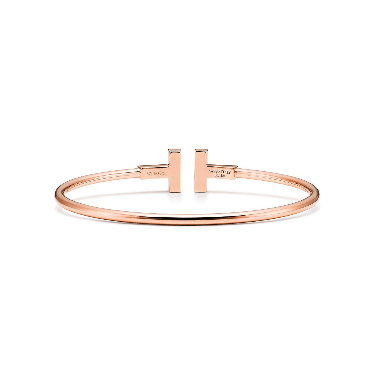 TIFFANY T WIRE BRACELET IN ROSE GOLD WITH BLACK ONYX AND DIAMONDS