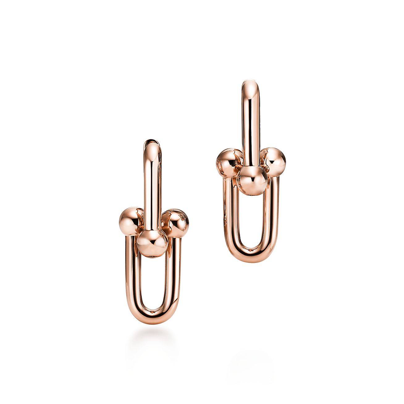 TIFFANY HARDWEAR LINK EARRINGS IN 18K ROSE GOLD, SMALL