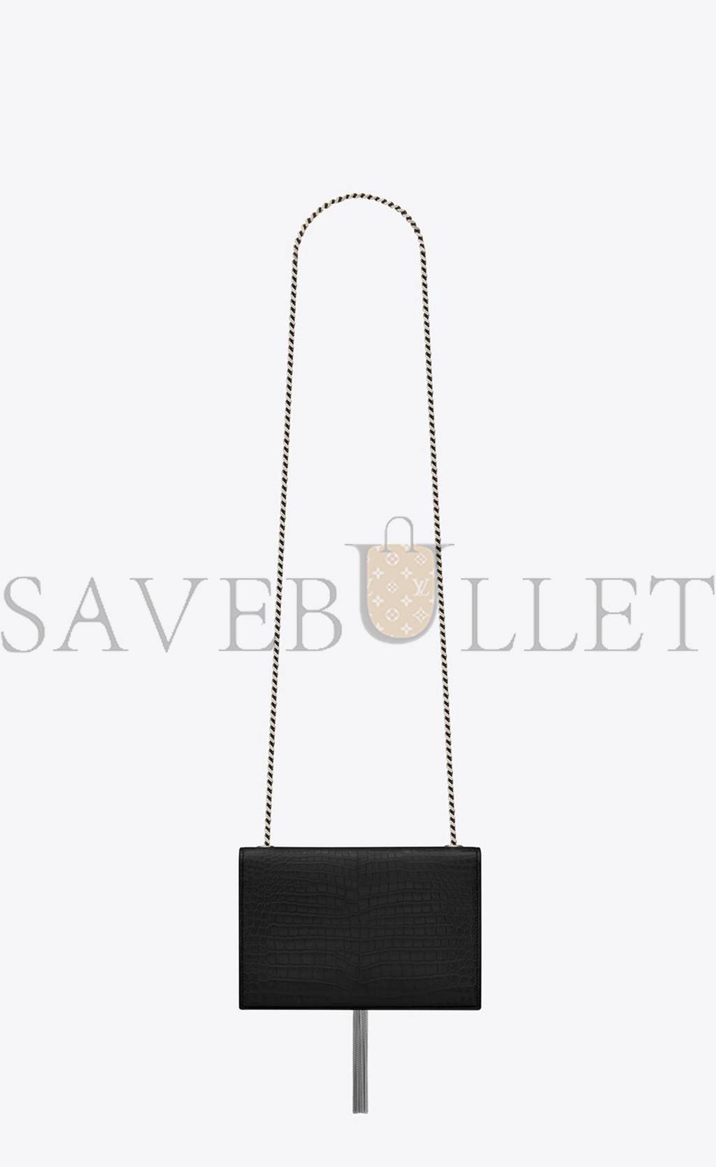 YSL KATE SMALL CHAIN BAG WITH TASSEL IN CROCODILE-EMBOSSED SHINY LEATHER 474366DND0N1000 (20*12.5*5cm)