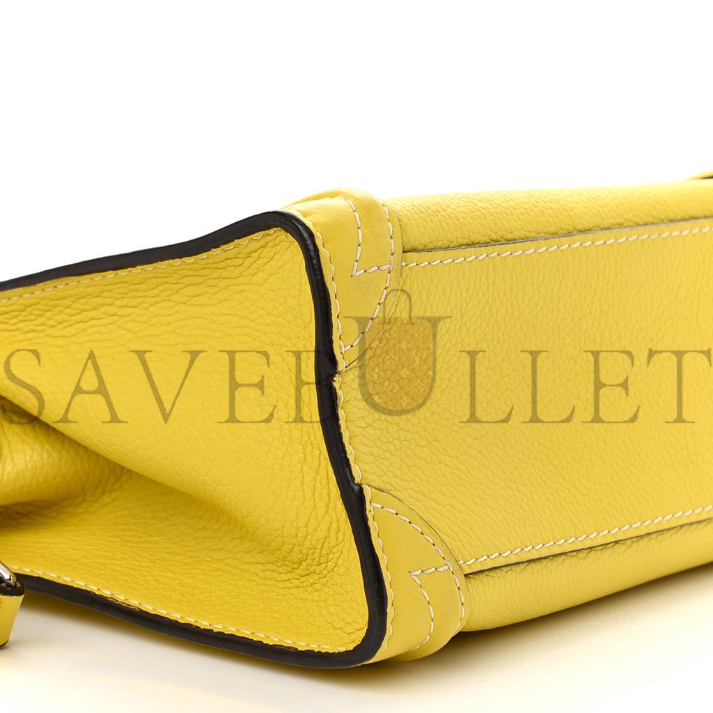 CELINE DRUMMED CALFSKIN NANO LUGGAGE CITRON (20*19*10cm)