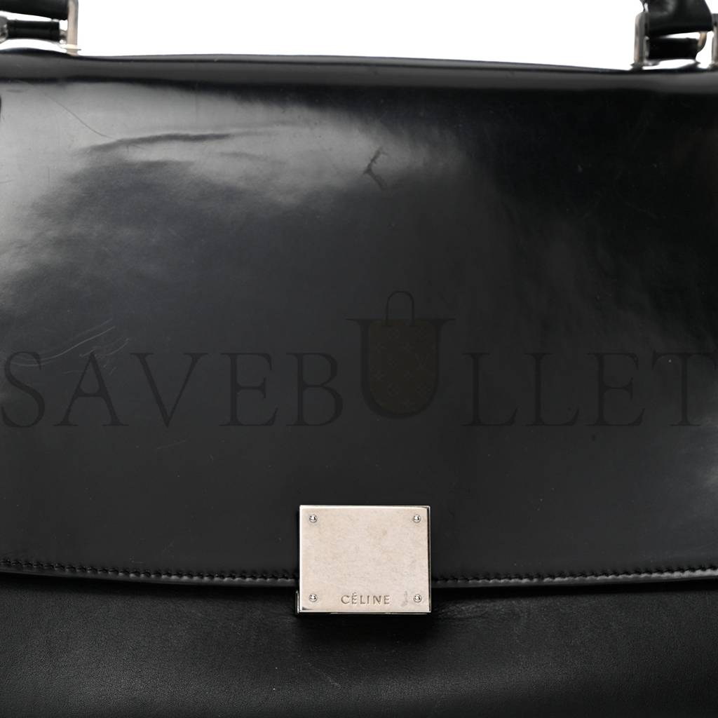 CELINE SHINY GOATSKIN SMALL TRAPEZE BLACK (27*23*17cm)