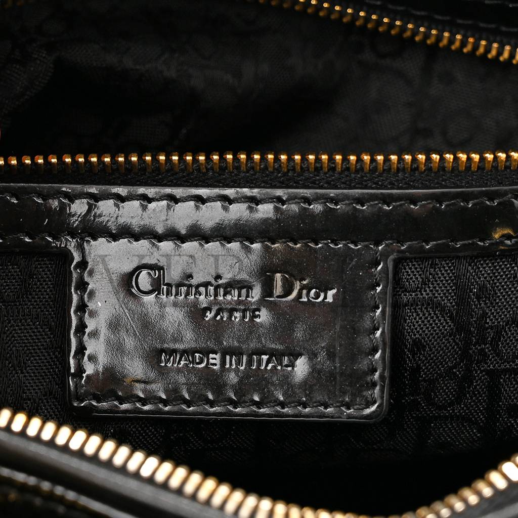 DIOR PATENT CANNAGE LARGE LADY DIOR BLACK (32*25*11.4cm)