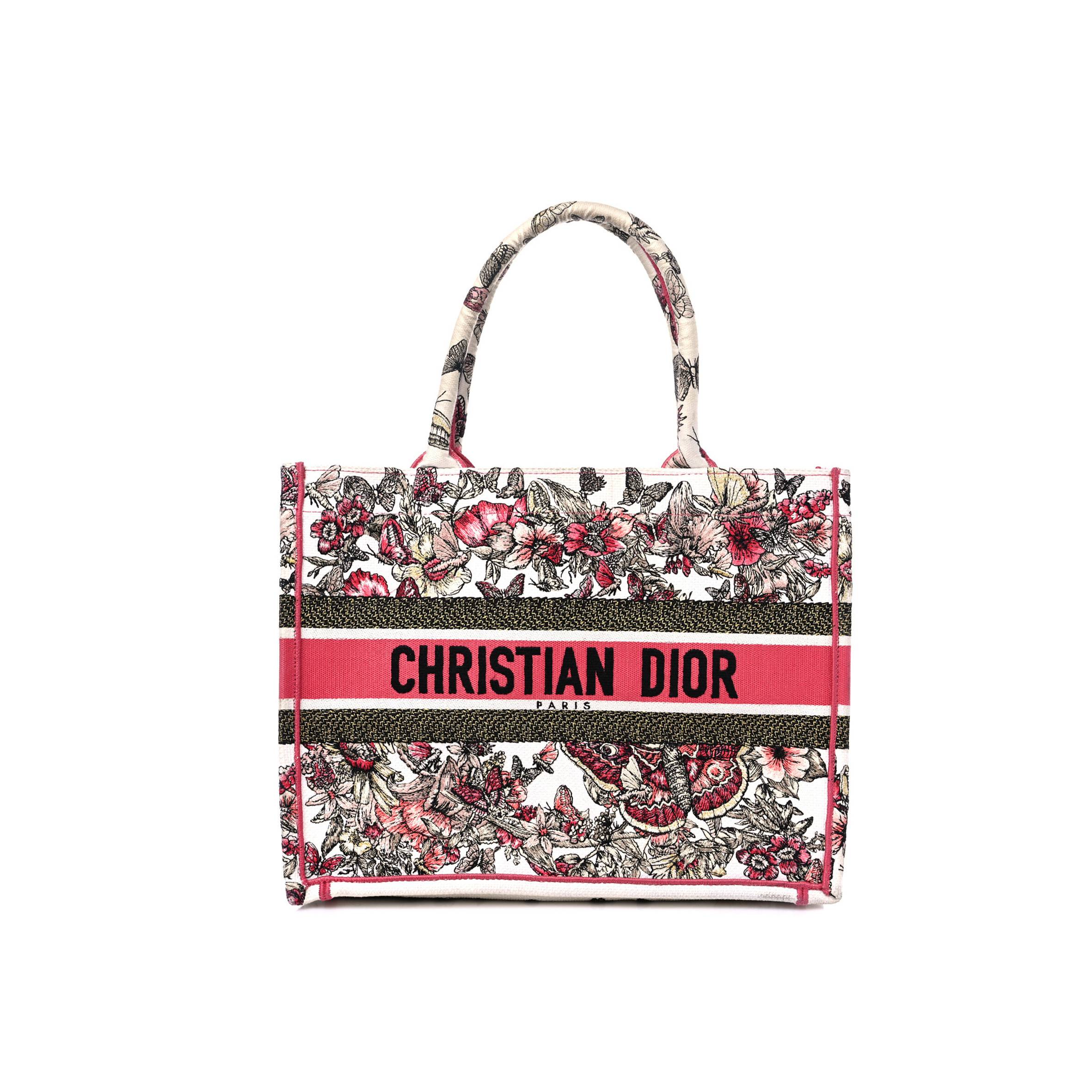 DIOR CANVAS EMBROIDERED MEDIUM BUTTERFLY PRINT BOOK TOTE MULTICOLOR (36*26*17.1cm)