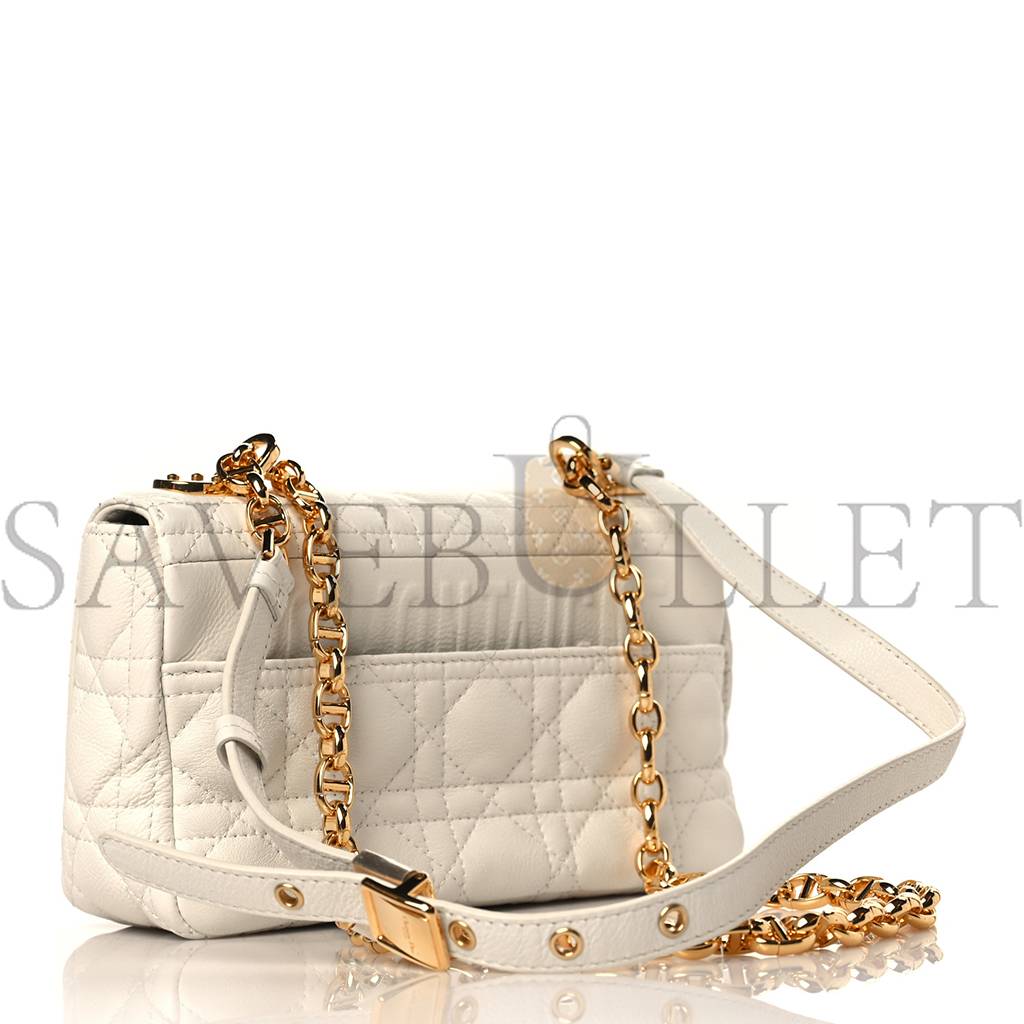 DIOR CALFSKIN CANNAGE SMALL CARO BAG IVORY (20*11*7.6cm)