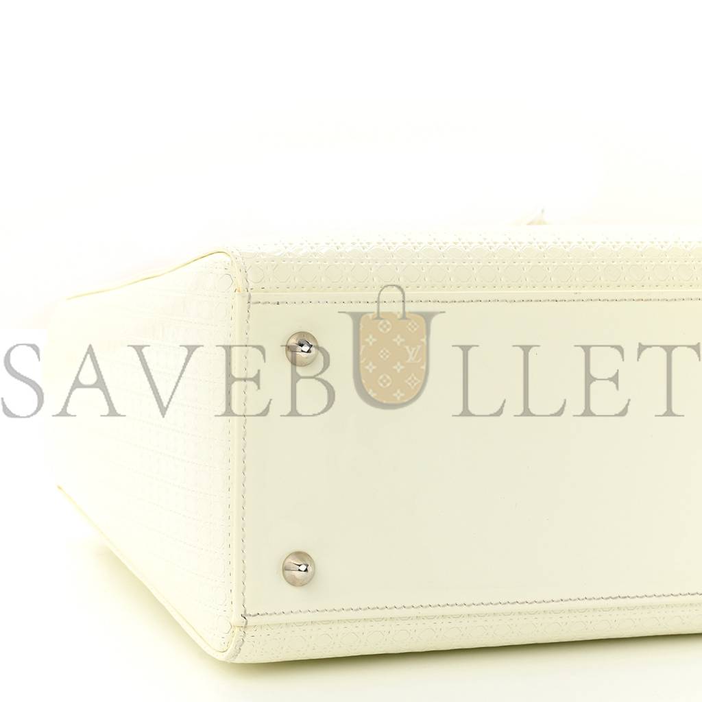 DIOR PATENT MICRO-CANNAGE MEDIUM LADY DIOR WHITE (23*20*12.1cm)